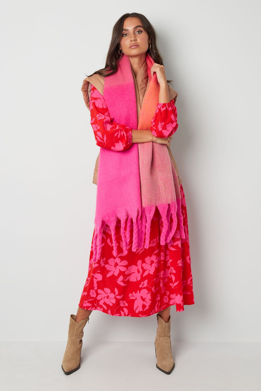 Schal helle Farben Rosa Polyester Bild7